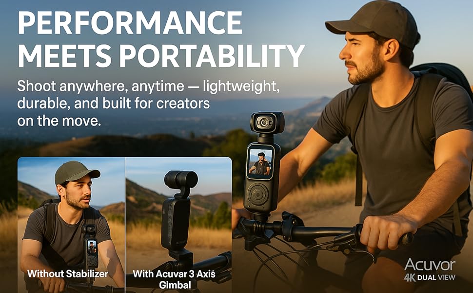 Compact lightweight Acuvar 4K Camera for creators filming anywhere with stability