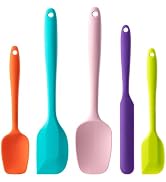 Silicone Spatula Set, 5 Piece Food Grade Rubber Spatulas for Baking, Cooking, and Mixing High Hea...