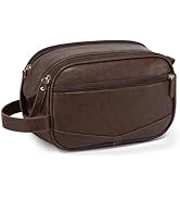 Vorspack PU Leather Toiletry Bag for Men - Water Resistant Travel Bag for Toiletries, Shaving, Gr...