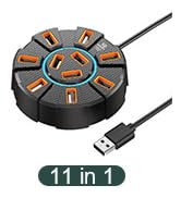 USB Hub 10 Ports, Multiple USB 3.0 Hub USBA Splitter with Power/Data Ports &amp; Lights, 3.9ft Long C...