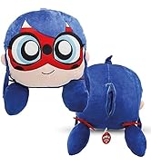 Miraculous Ladybug - Huggie Hideaway Ladybug, 16.5-inch Red and Blue Plush Pillow, Super Cute Sof...