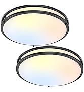 50W 5600lm Bright LED Ceiling Lights Matte Black, 16Inch Large Flush Mount Ceiling Light Fixture ...