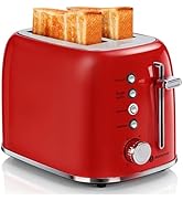Aigostar Toaster 2 Slice, Retro Extra-Wide Slot Toasters Best Rated Prime for Toasting Bagels, Br...