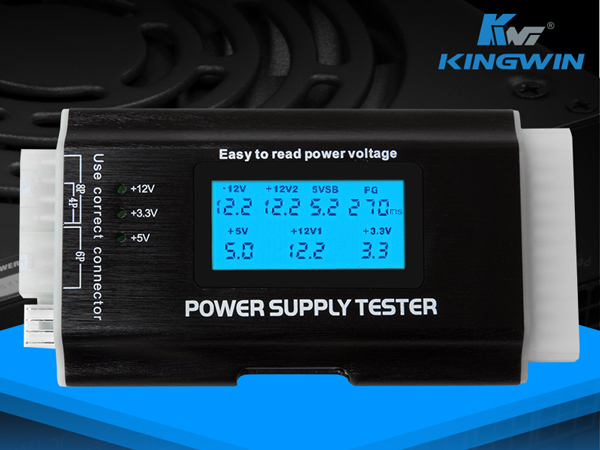 KPST-01, power supply tester, power voltage, 8 pin, 6 pin, 4 pin, sata, 4 pin molex, 24 pin 12V