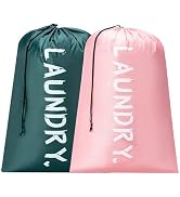 2 Pack XL Travel Laundry Bag, Machine Washable Dirty Clothes Organizer with Drawstring,Large Enou...