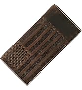 ELIZO Leather Long Wallet for Men Western Wallet Rodeo Mens Wallet Flat Bifold Wallets for Men Bi...