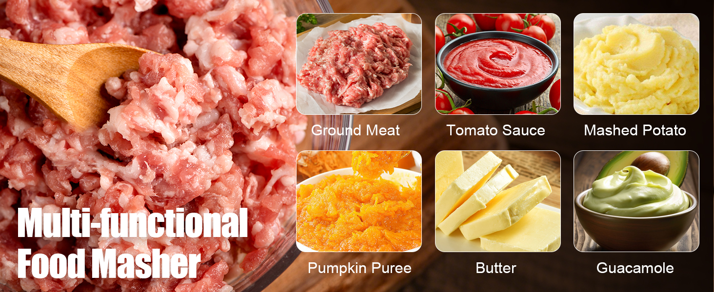 304 Stainless Steel Meat Chopper FoodGrade 6-BladeGround BeefChopper Potato Masher Hamburger Smasher