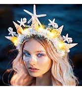 GORTIN Light up Mermaid Headband LED Starfish Wedding Headpiece Shell Costume Hair Accessories fo...