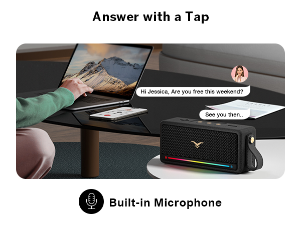 Speaker with built in microphone for hands-free calls