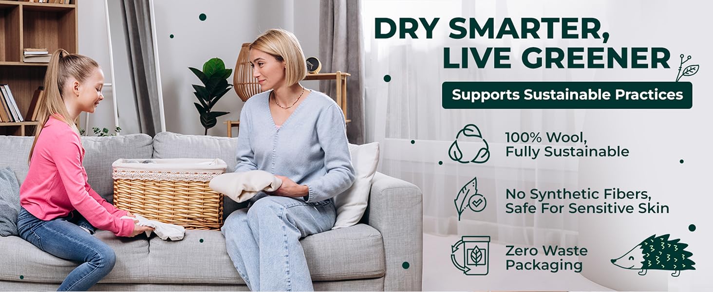 Eco-friendly dryer balls for sensitive skin and chemical-free laundry