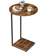 WOHOMO Side Table Living Room, Small End Table for Small Space, 25.6" C Shaped Tall Slide Under C...