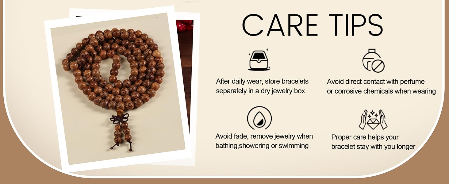 LOYALLOOK 8Pcs 108 Mala Bead Bracelets