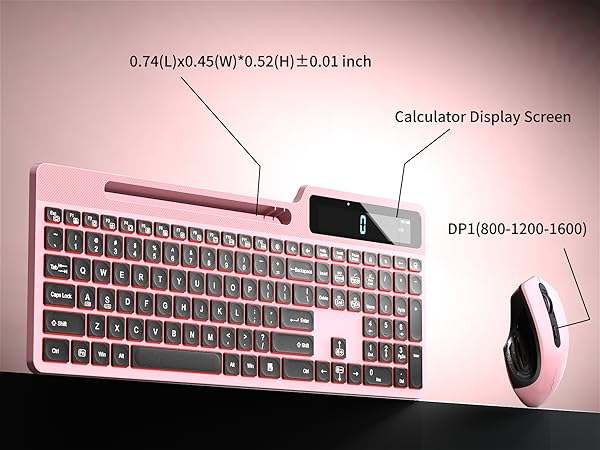 Wireless Keyboard Mouse Combo, Full Size Ergonomic Keyboard