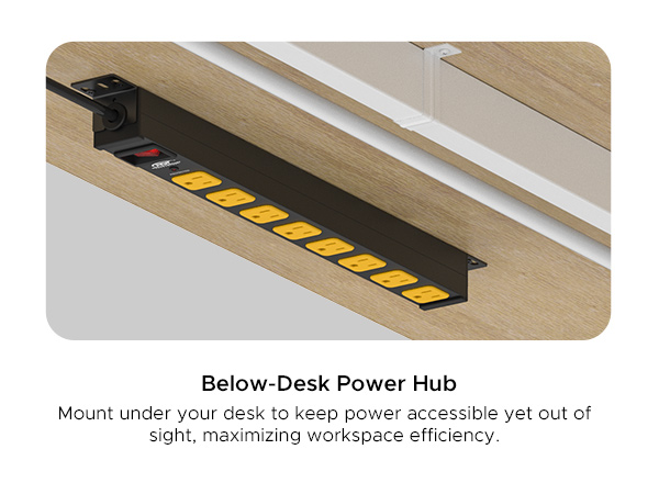 mountable metal power strip for office under desk