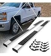 [Pair] 5 Inch Chrome Stainless Running Boards Side Steps Nerf Bars Compatible with 07-19 Chevy Si...