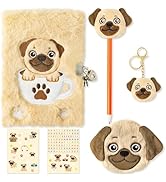 CY2SIDE 6PCS Bago Dog Diary with Lock and Keys for Girls Bago Dog Plush Secret Journal Diary Jour...