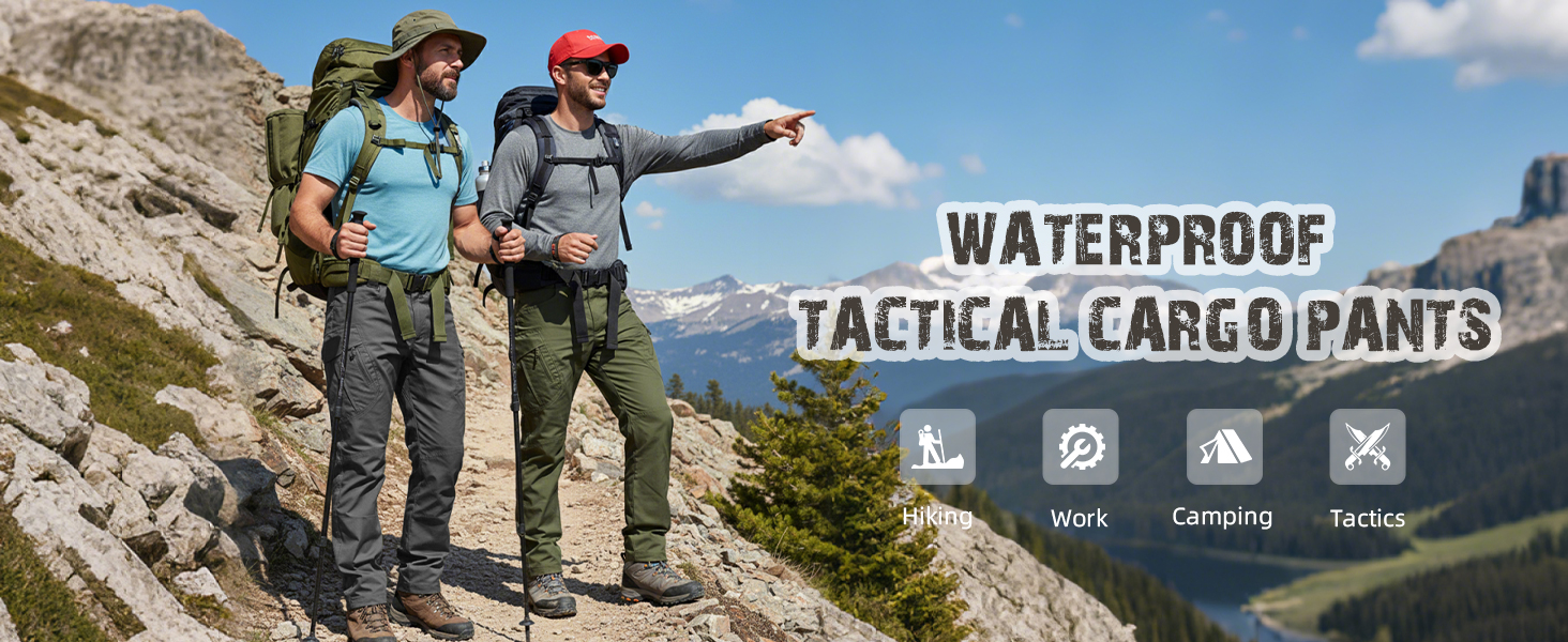 Men&amp;#39;s Tactical Cargo Pants Stretch Lightweight Waterproof Work Hiking Outdoor Casual Pants