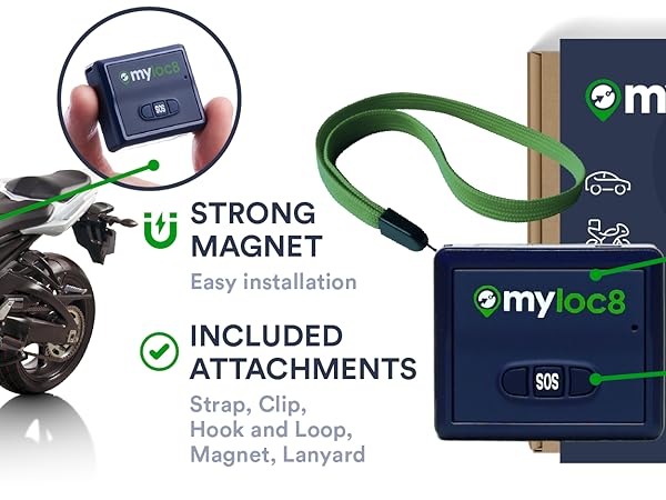 myloc8 gps tracker includes strap hook and loop magnet lanyard 