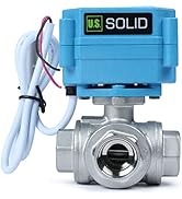 U.S. Solid 1/2" 3 Way Motorized Ball Valve AC/DC9-24V, Made of Stainless Steel- Heavy Duty Multip...