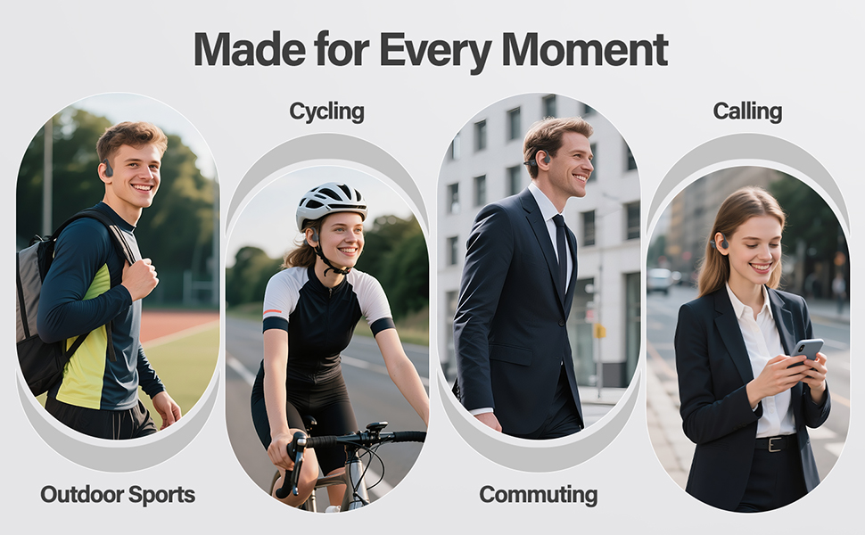 Bone conduction headphones for sports, commuting, and calls with open-ear comfort