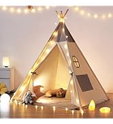 besrey Teepee Tent for Kids with Light &amp; Mat, Kids Tents Indoor Play Tent Playhouse, Toddler Teep...