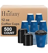 Huifany 500Pack 12 oz Disposable Coffee Cups with Lids, To Go Paper Cups with Lids, Disposable Ho...