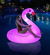 Inflatable Flamingo Pool Floats with Lights