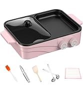 Yuehuam Hot Pot Electric with Grill, 2-in-1 Nonstick Korean BBQ Grill Indoor Smokeless Hotpot Pot...