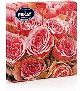 Pink Roses Lunch Napkins for Cocktails, Appetizers, Bar Drinks, Birthdays and Wedding Events, Thi...