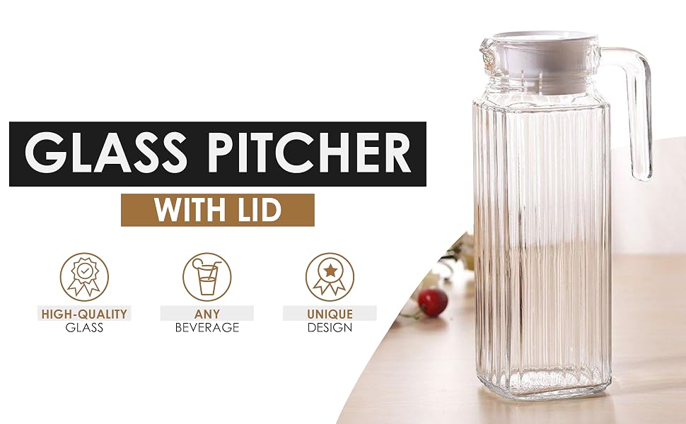 Glass pitcher with lid