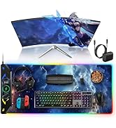 TopMade Wireless Charging Mouse Pad, RGB Gaming Mousepad, 35.4" x 15.8" Extra Large Waterproof Ke...