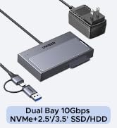 UGREEN M.2 NVMe+SATA Hard Drive Adapter New