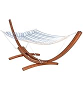 mansion home 13.6 Feet Curved Wooden Hammock Stand Only, Heavy Duty Wooden Hammock Arc Stand, 400...