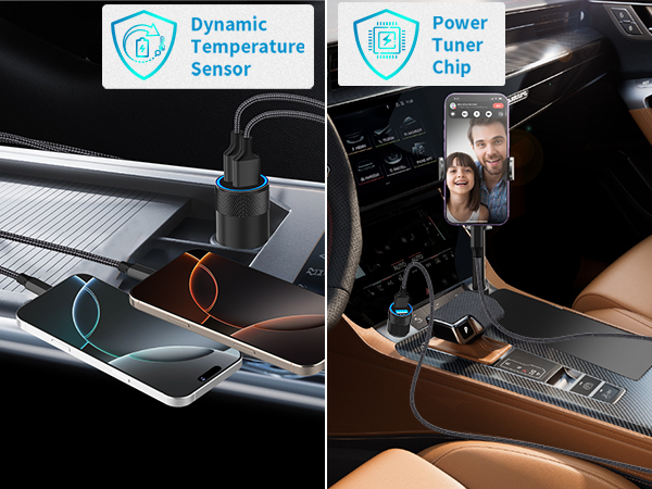 MFi Certified 4.8A USB Smart Power Cigarette Lighter USB Charger iPhone Car Charger Fast Charging