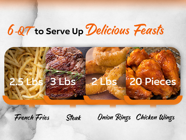 Cook for the whole family with a spacious 6QT capacity! Ideal for gatherings.