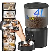 PETSDA Automatic Cat Feeder with 2K Camera 5G WiFi 4L Timed Dry Food Dispenser APP Control, 15 Me...