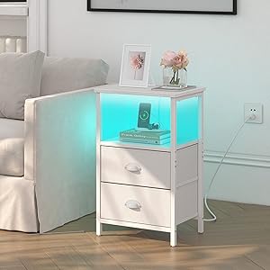 nightstand with charging station white nightstand night stand with drawers