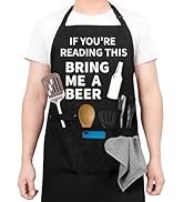 Funny Cooking Chef Apron with Pockets BBQ Kitchen Work Aprons Birthday Dad Creative Gifts