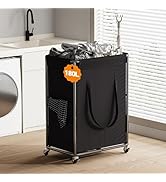 Homeiju 180L Large Laundry Hamper with Wheels, Rolling Laundry Basket with Metal Frame and Remova...