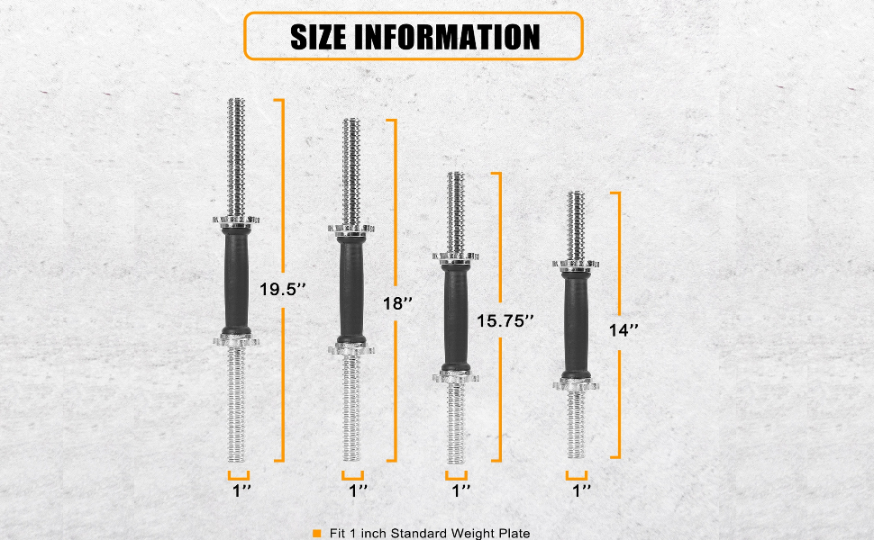 14" Threaded Rubber Handle Dumbbell Bar Set