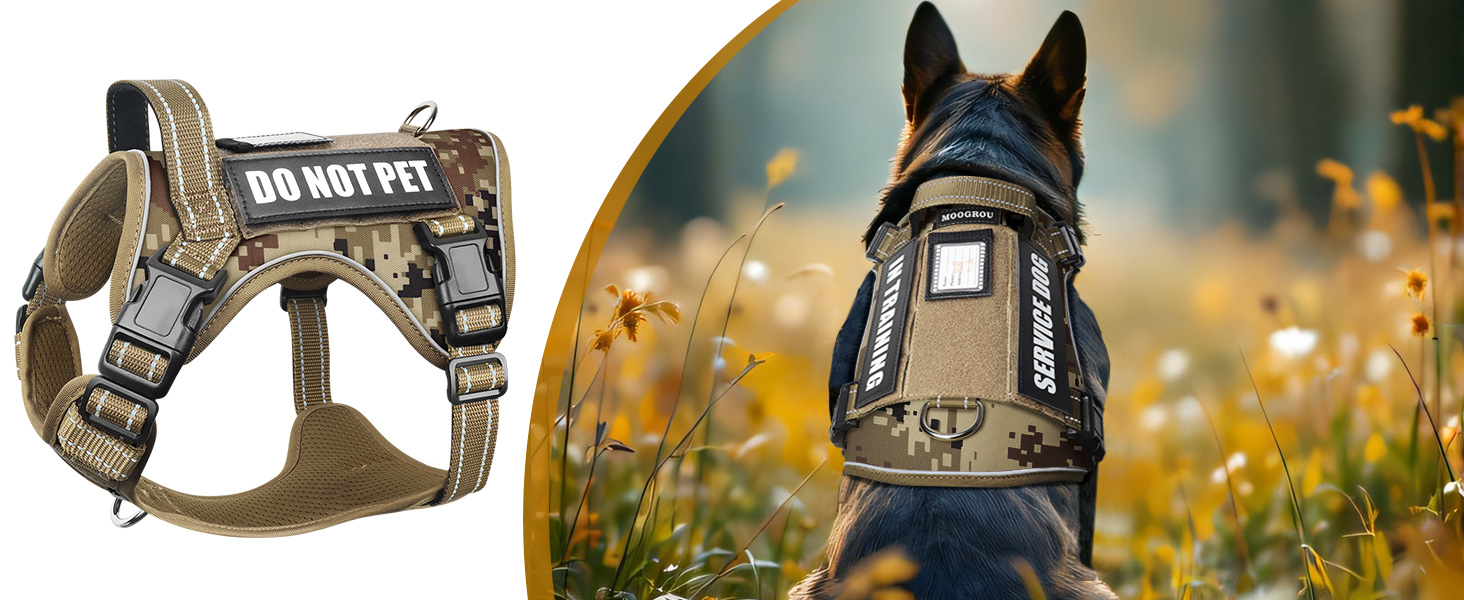 camo desert dog harness for large dogs
