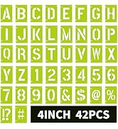 UCEC 4 Inch Large Letter Stencils for Painting, 42 PCS Alphabet &amp; Number Stencils for Crafts Reus...