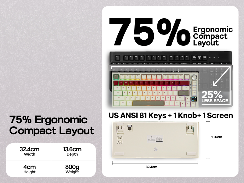 AK820 PRO Wireless Mechanical Gaming Keyboard with Screen