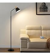 Leasgy 65.3" Modern Floor Lamps for Living Room, Black Floor Lamp for Bedroom, Dual-Base Industri...