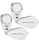 JARLINK 2 Pack 40X Jewelers Loupe Magnifier with Metal Construction, LED/UV Illuminated Magnifyin...