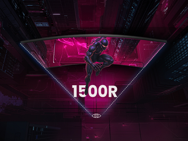 Text reads '1EOOR'. Purple and pink neon-style digital graphics with geometric shapes against dark background creating futuristic aesthetic.