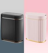 Black Bathroom Trash Can with Lid - ELPEHCO 2 Gallon Sensor Trash Bin, Automatic Narrow Garbage C...