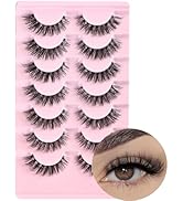 FARRED Cat Eye Lashes Natural Eyelashes Short Wispy Lash Strips Volume Cateye False Eyelash Mediu...