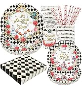 Alice Tea Party Decorations - Baby Shower Paper Plates, Napkins, Cups &amp; Straws for 24 Guests, 120...