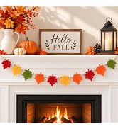 Knomeko Fall Leaves Garland with Wood Beads Fall Decorations for Home | 6Ft Fall Garland Autumn B...